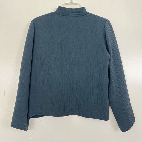 Eileen Fisher Rayon Silk Open Jacket Small Petite Crinkle Muslin Texture Gray PS - Picture 5 of 9